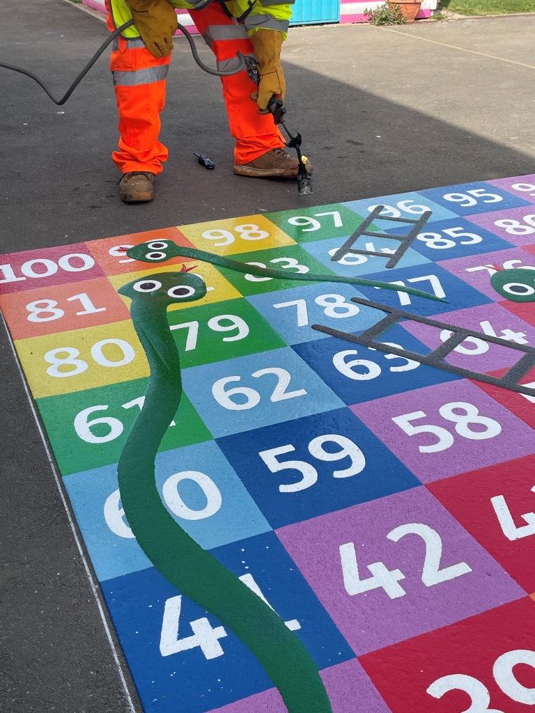 Snakes & Ladders playground markings by Hi-Way Services Ltd 